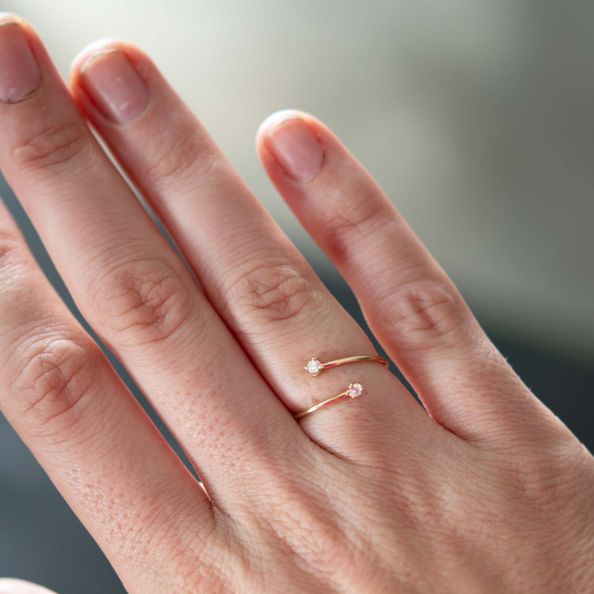 Mixed Prong Diamond Bypass Ring