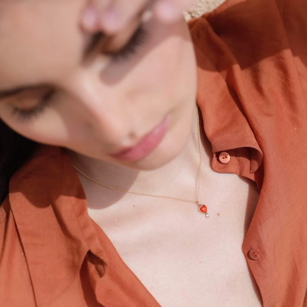 Carnelian Byrdie Heart Charm