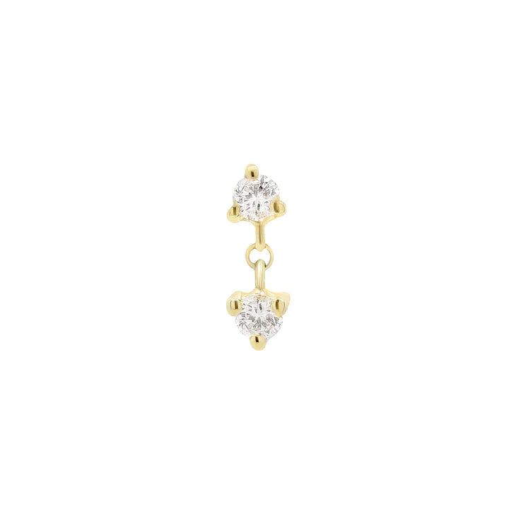 Double Diamond Drop Threaded Flat Back Earring