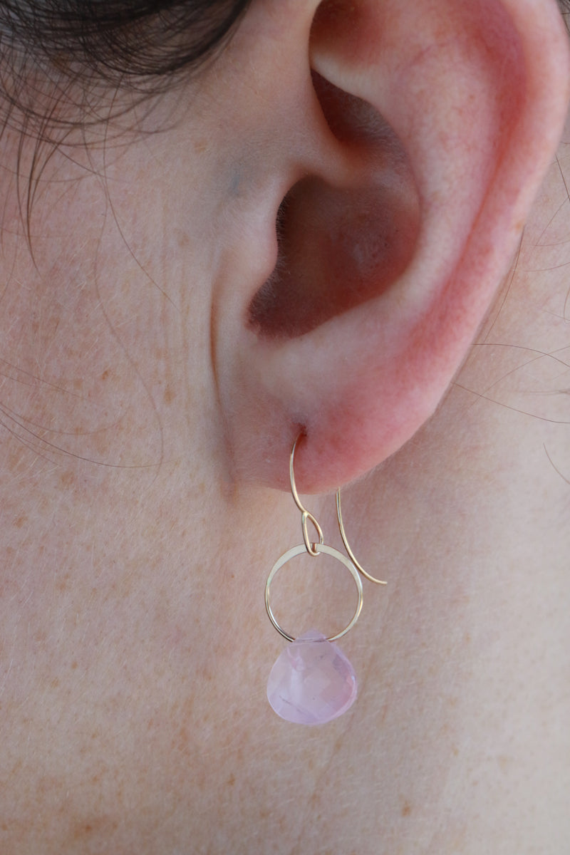Rose Quartz Single Drop Earrings - Melissa Joy Manning Residency