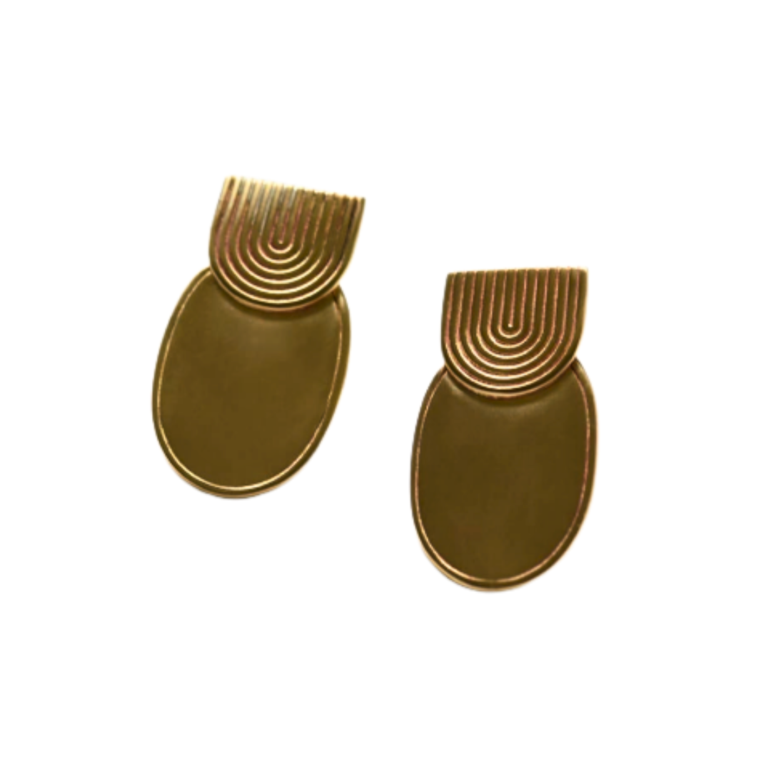 Arc Oval Stud Earrings