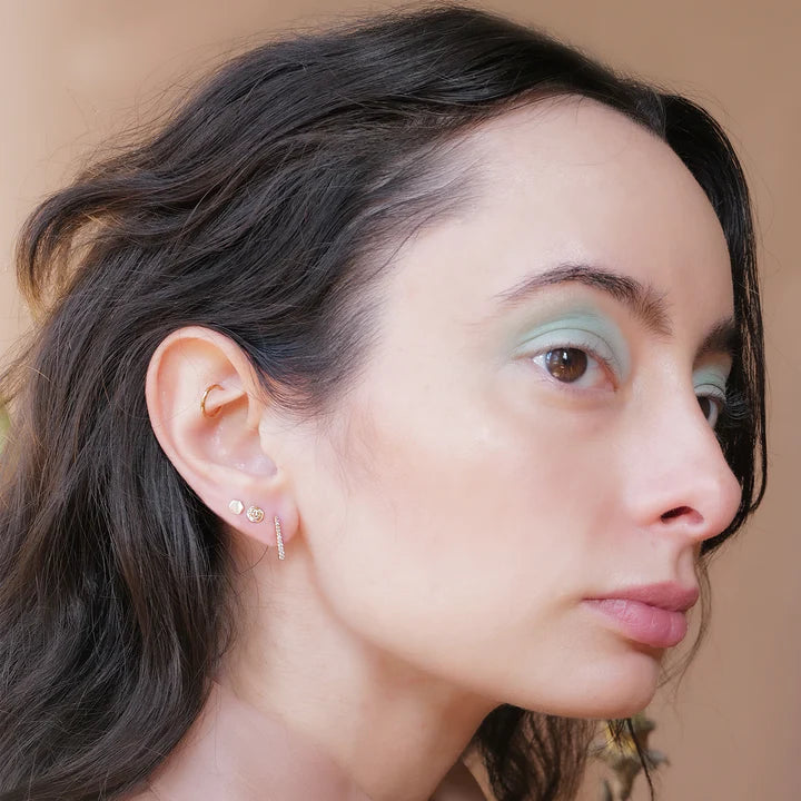 Gold Hexagon Threaded Flat Back Earring