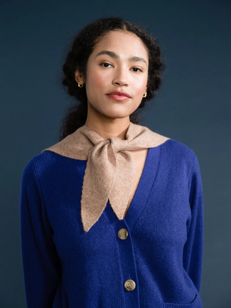 Cashmere Sailor Scarf — Fawn + Cobalt