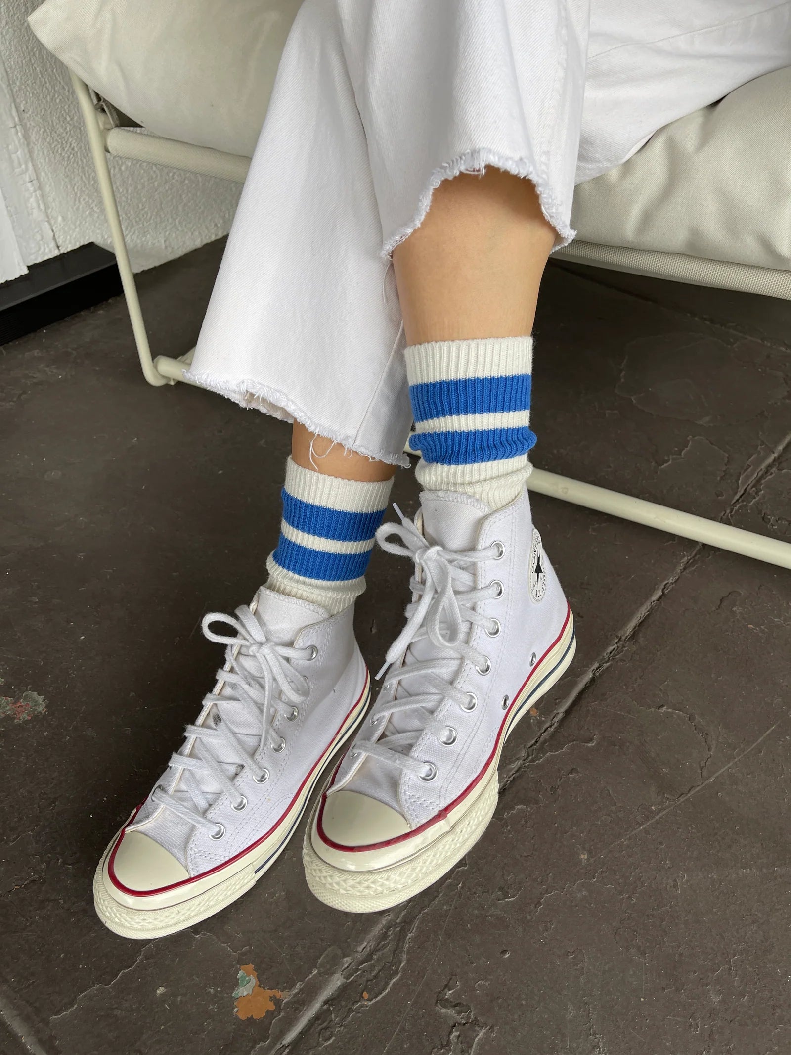 Le Bon Shoppe Grandpa Varsity Socks - Sugar Blue Stripe