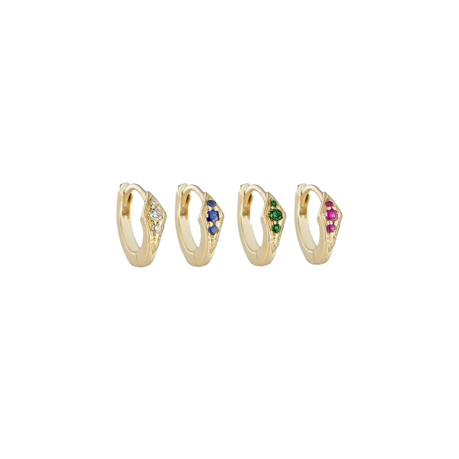 Petite Point Gemstone Huggie - White Diamond