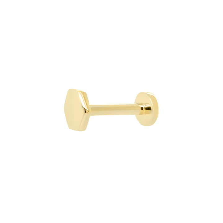 Gold Hexagon Threaded Flat Back Earring