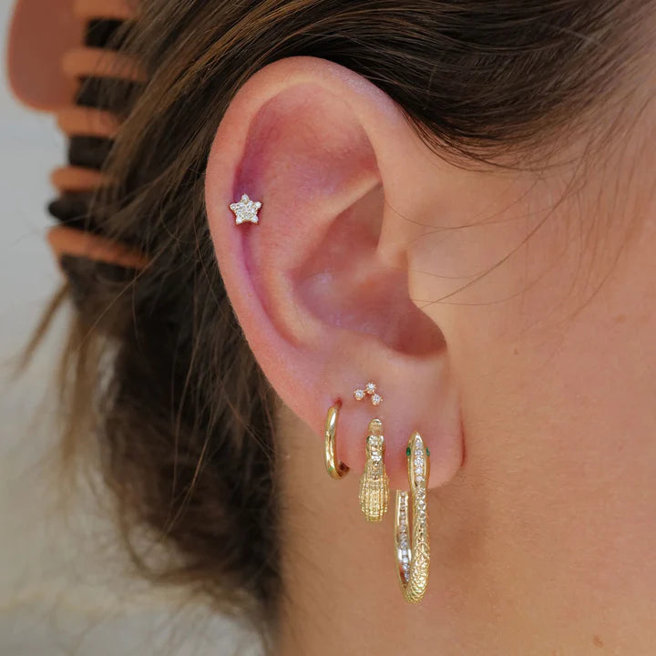 Mini Diamond Cluster Threaded Flat Back Earring