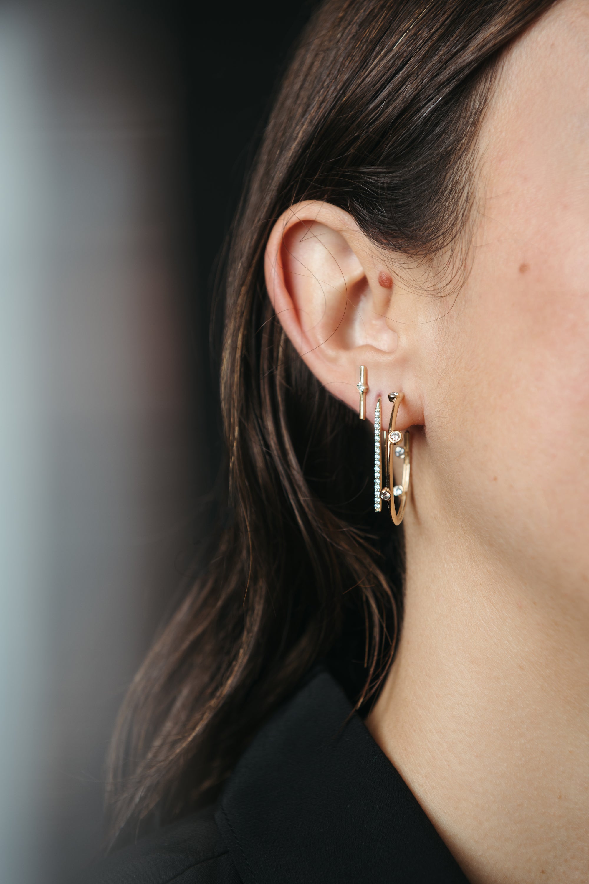 Princess Diamond Bar Earrings