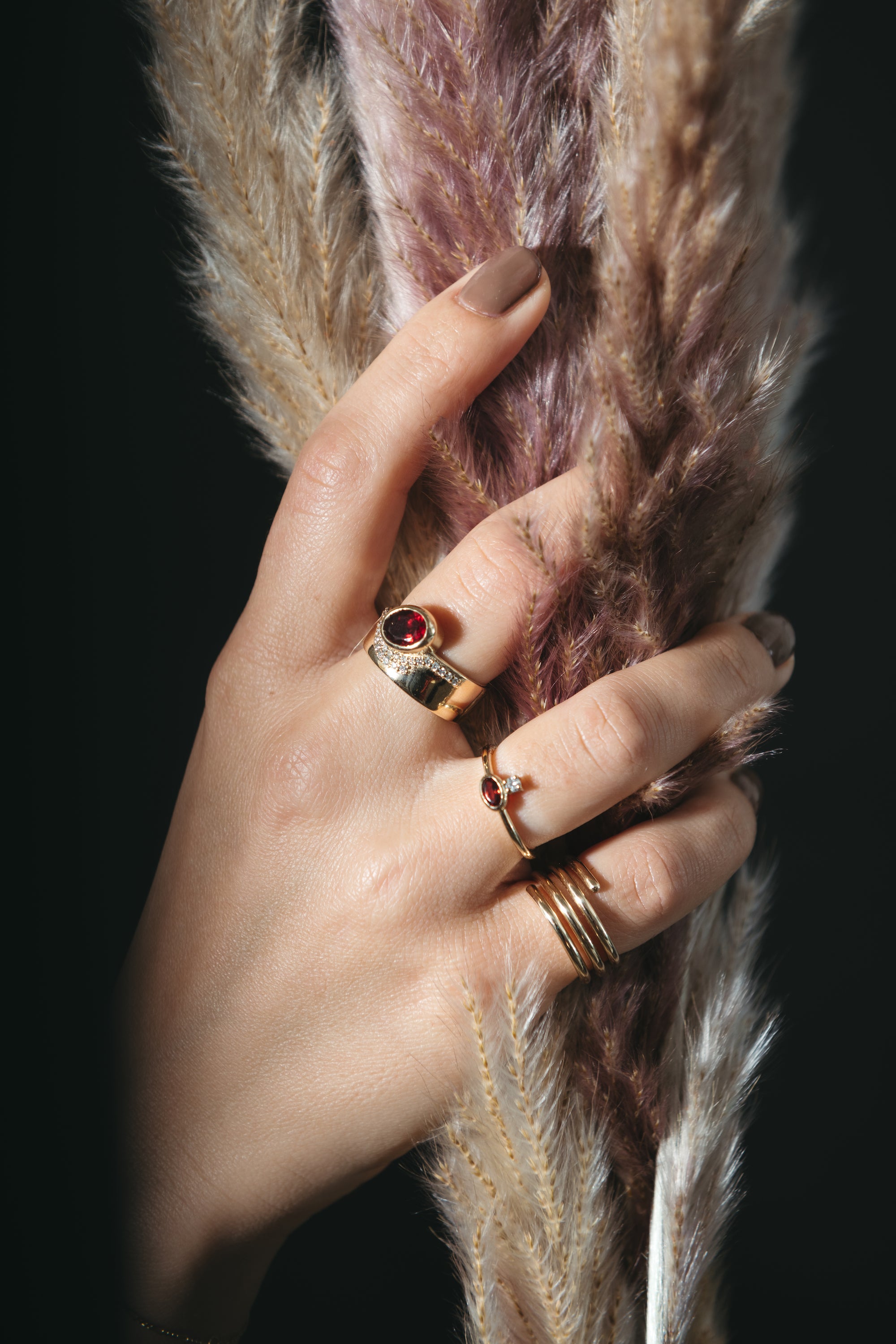 Diamond + Garnet Stacking Ring
