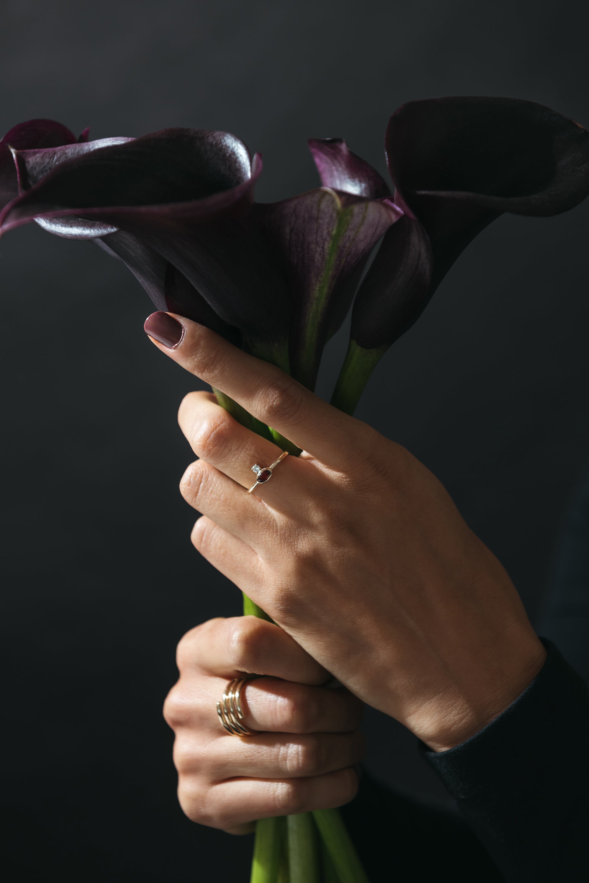 Diamond + Garnet Stacking Ring