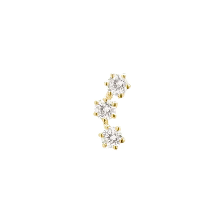 Star Open Curve 3 Diamond Threaded Flat Back Earring