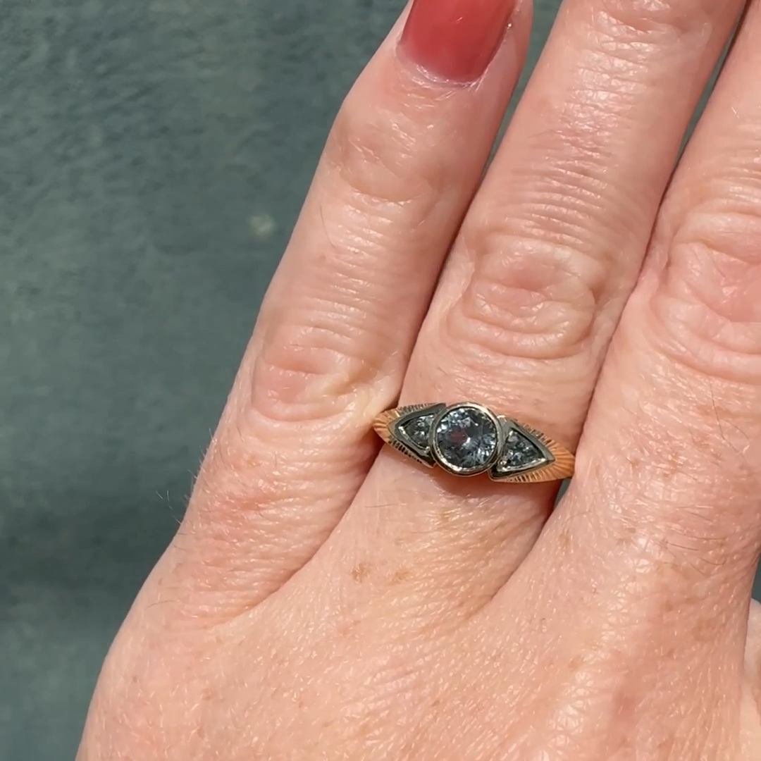 Three-Stone Athena Ring With Montana Sapphires — Commitment, Curated
