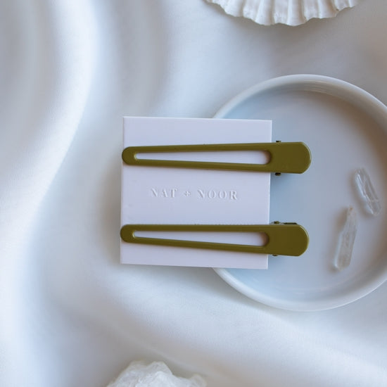 Hair Clips: Triangle Olive