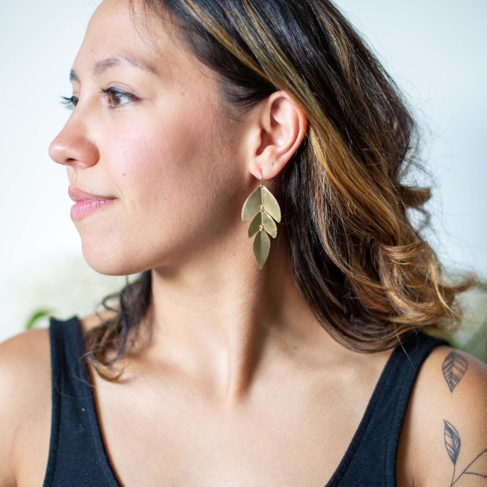 Sage Earrings - Brass