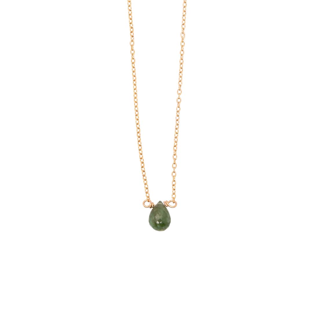 Green Sapphire Mini Drop Necklace