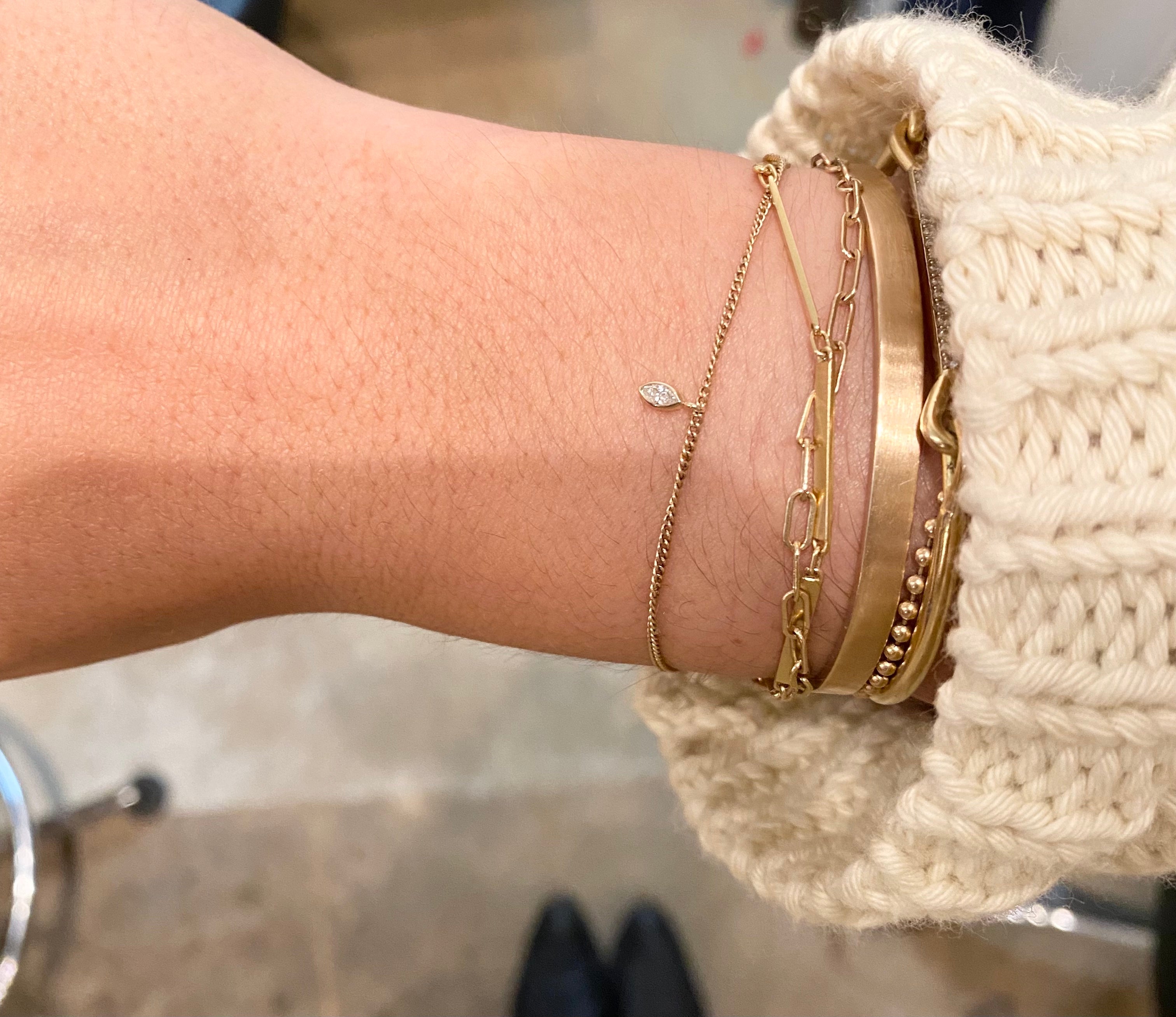 Welded Endless Bracelet - Marquise Diamond Charm
