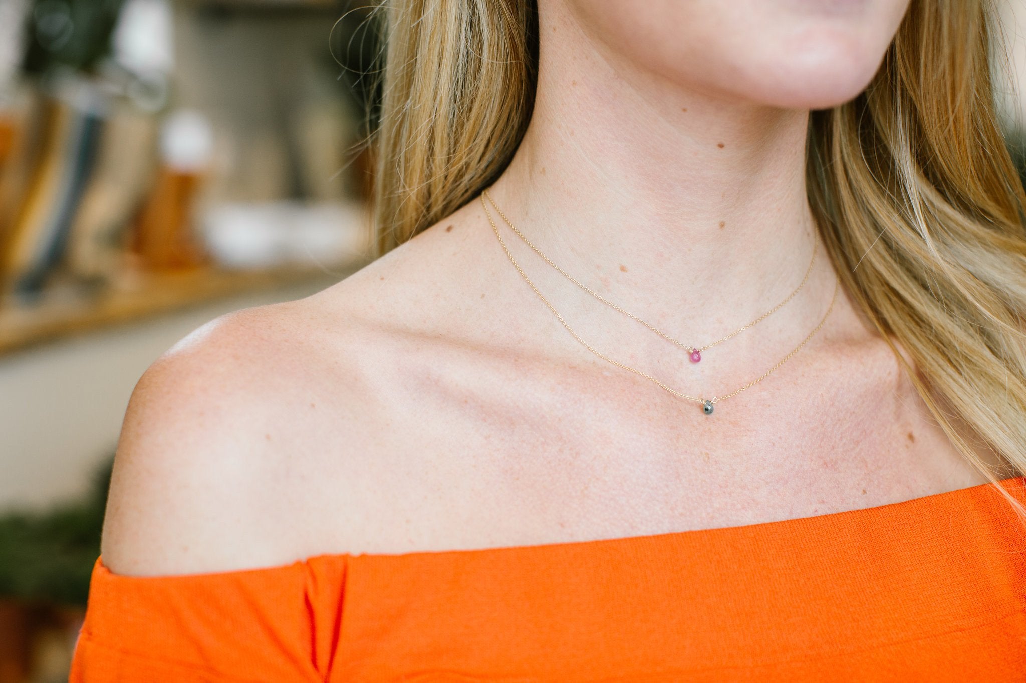 Green Sapphire Mini Drop Necklace - Shelter Jewelry Shop DC