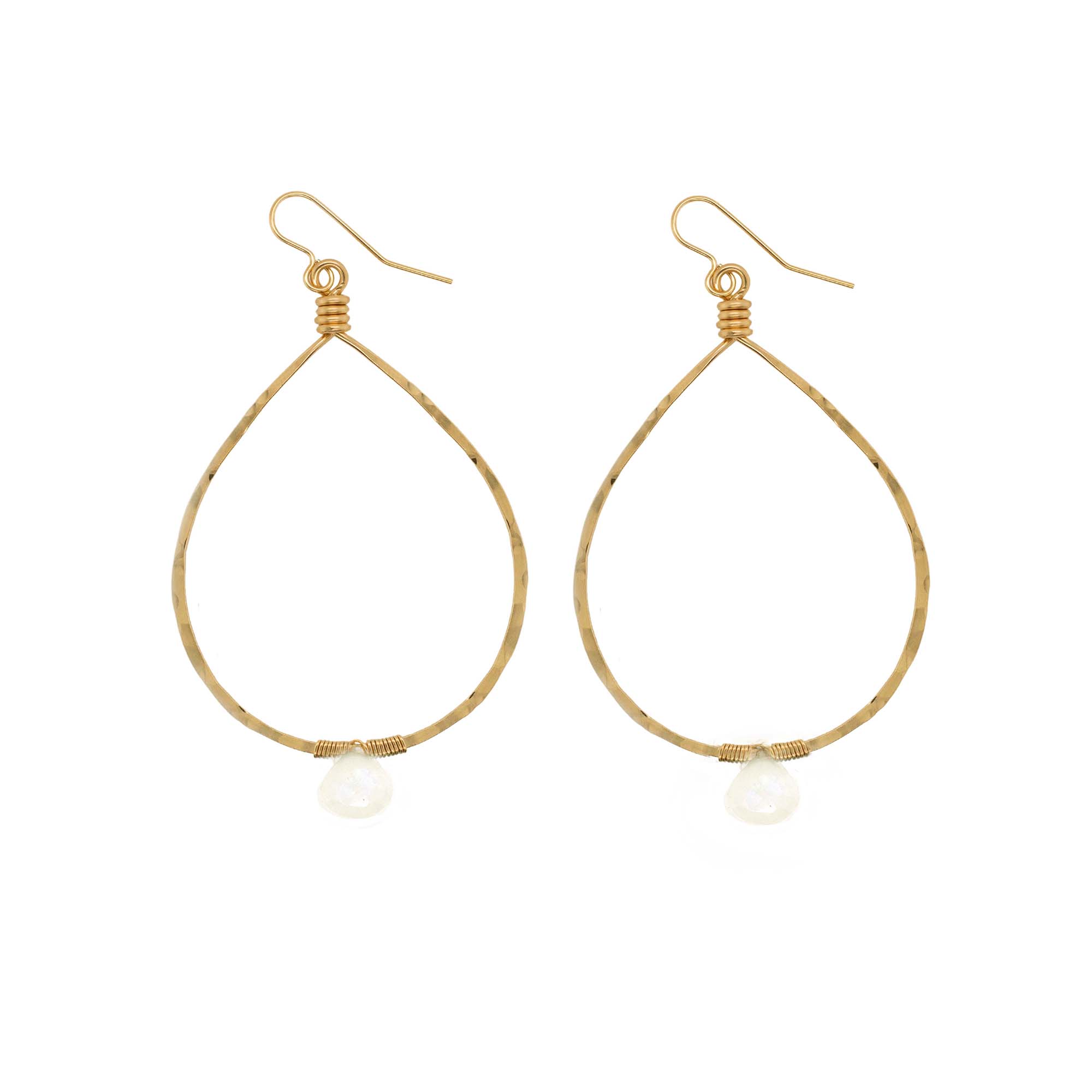Moonstone Drop Stone Hoops
