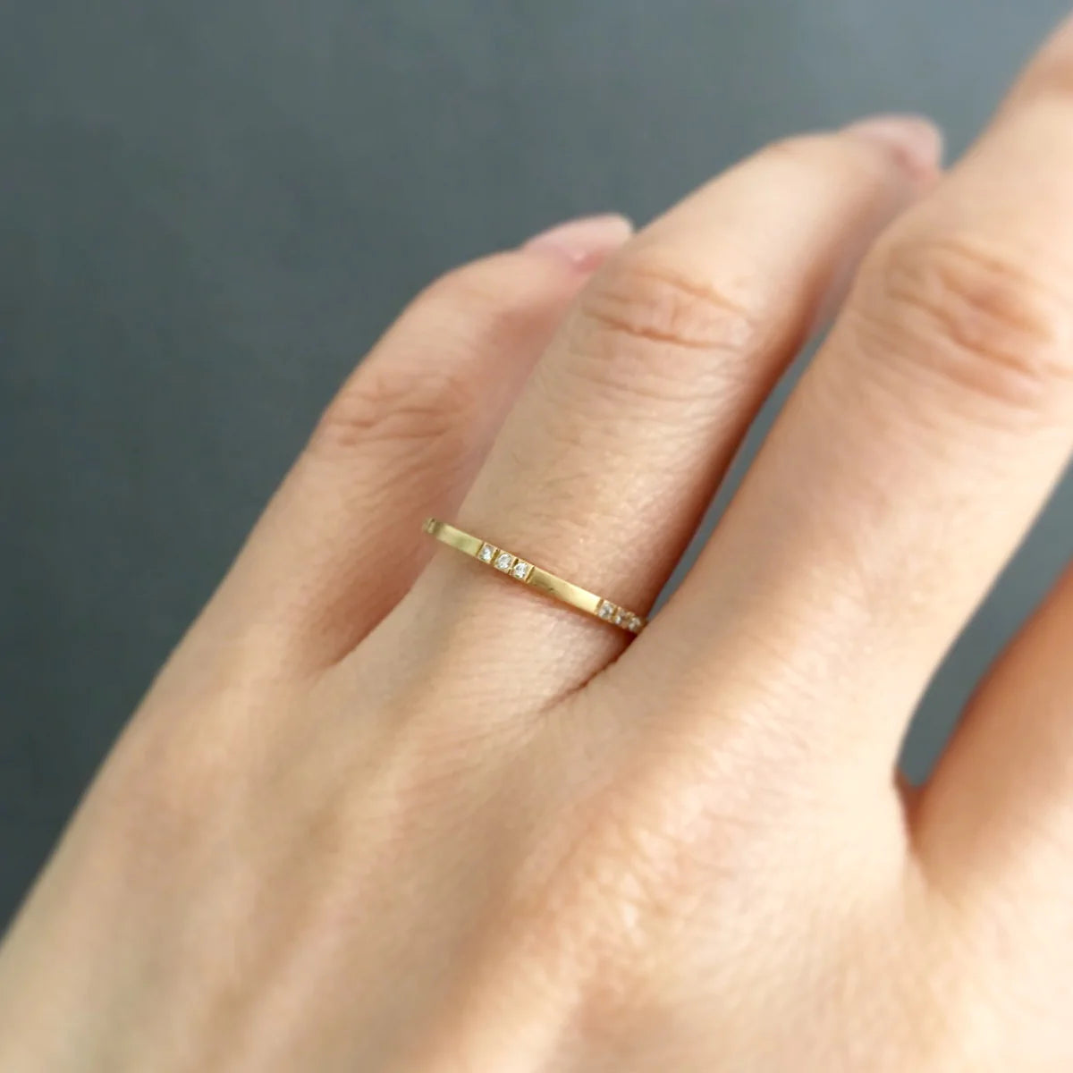 White Diamond Spaced Band