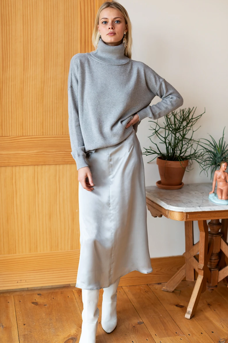Emerson Fry Midi Skirt 2 - Platinum Silk Shelter Jewelry Shop DC