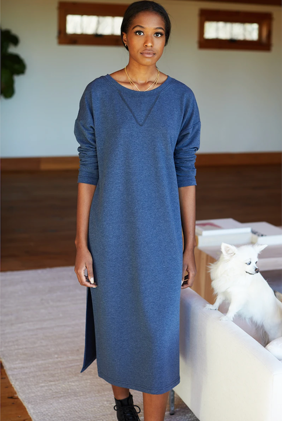 Cozy Midi Dress Crewneck - Lake Blue