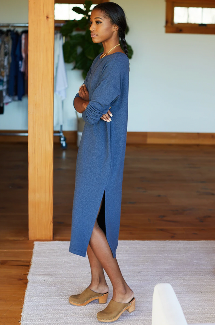 Cozy Midi Dress Crewneck - Lake Blue