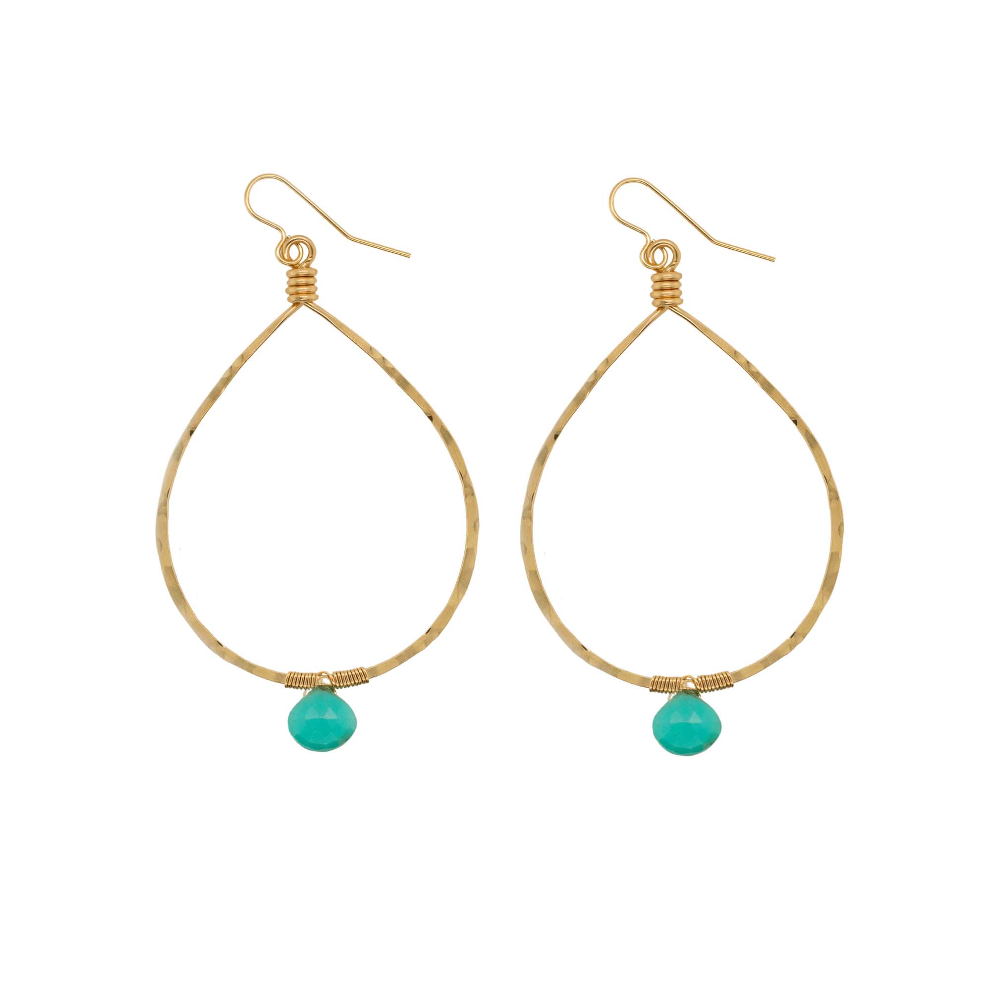 Turquoise Drop Stone Hoops