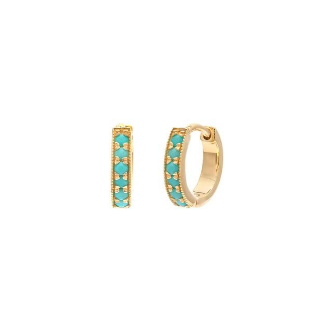 Leah Alexandra Turquoise Pave Huggies