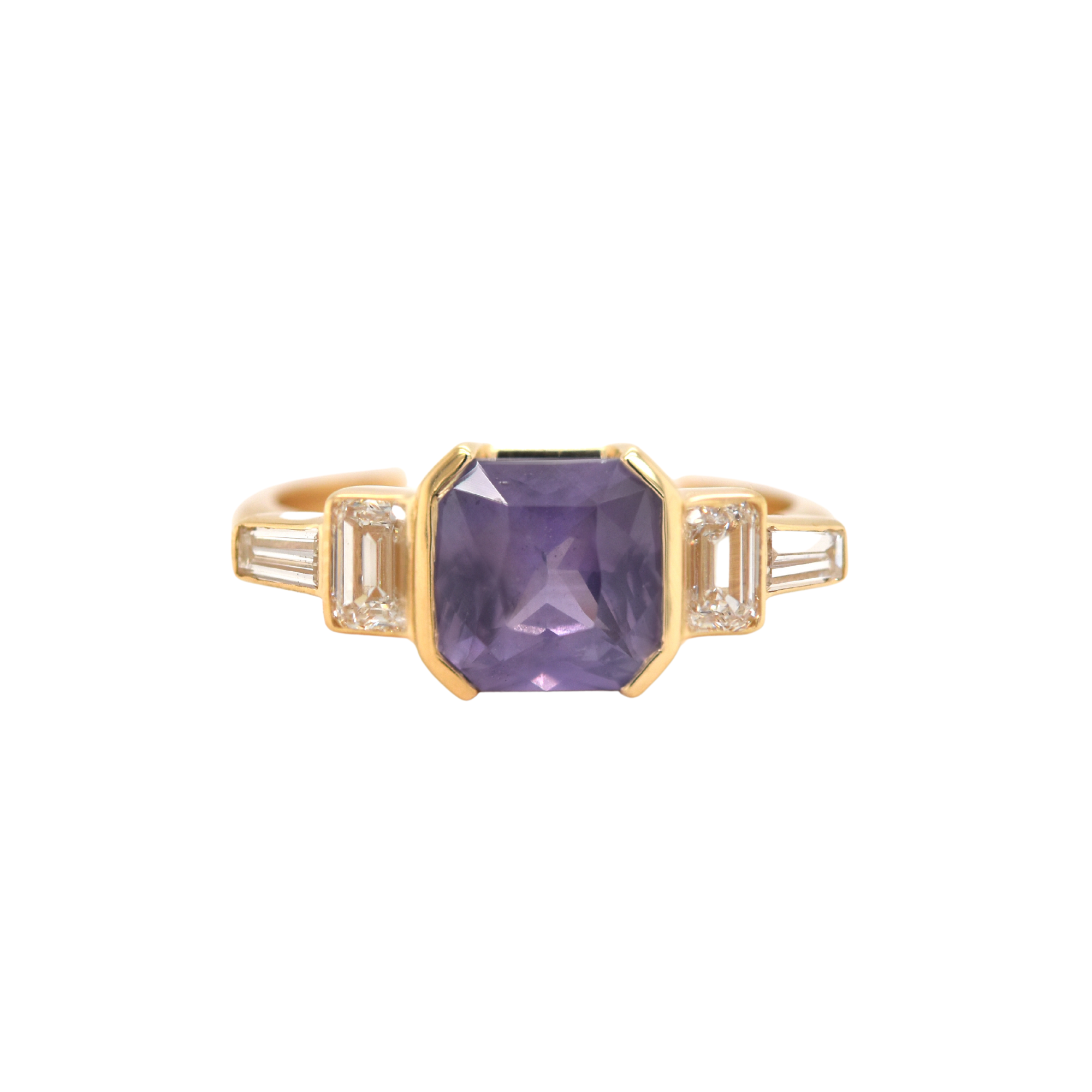 Purple Sapphire Cut Corner Ring