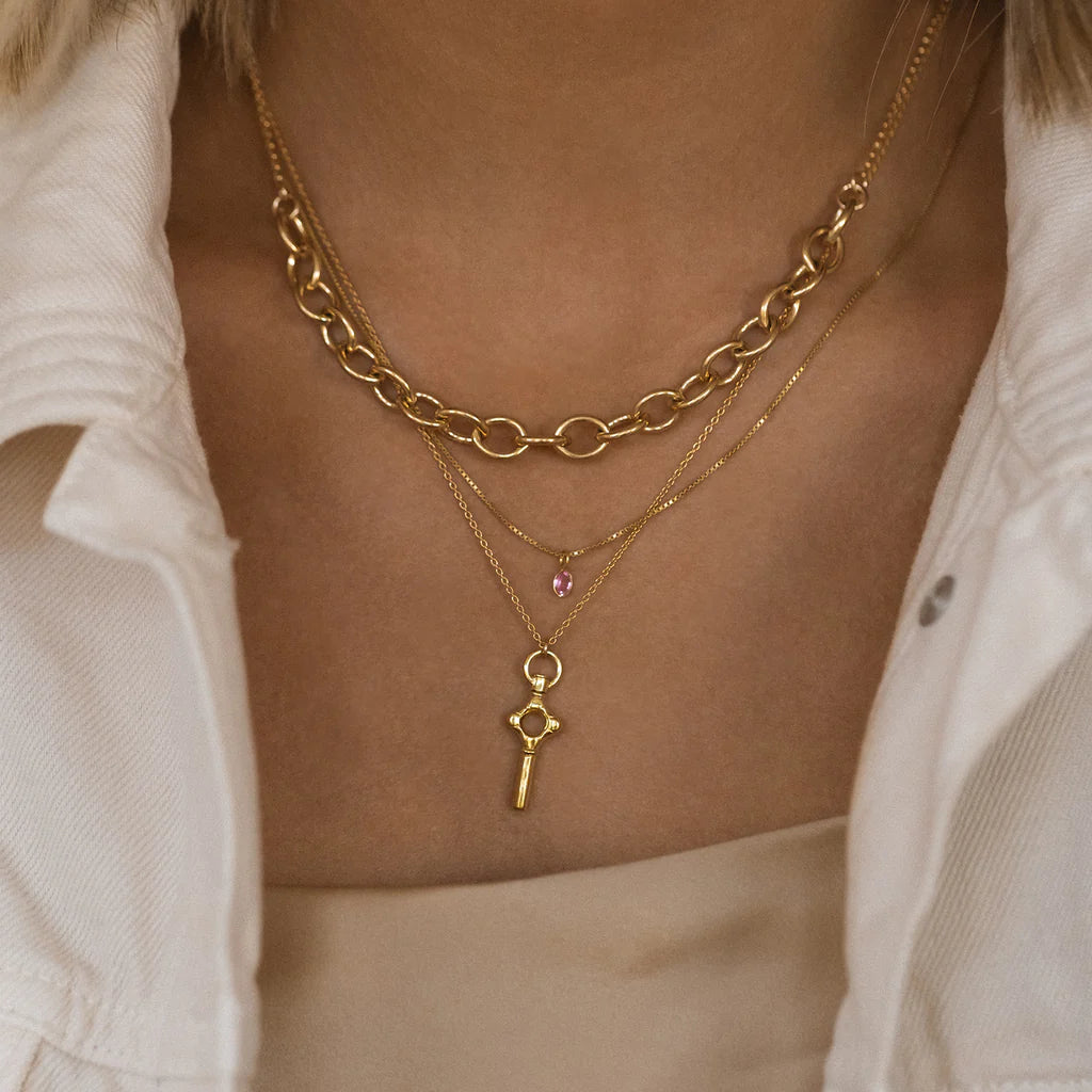 Sofia Slice Necklace - Pink Sapphire
