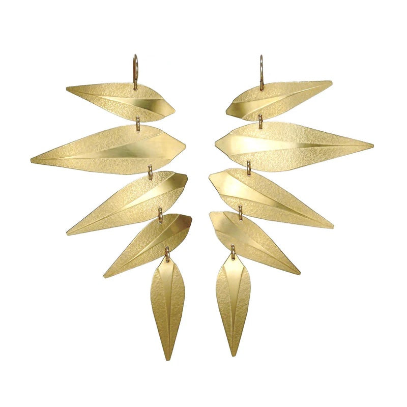 Maxima Leaf Punk Earrings - Brass