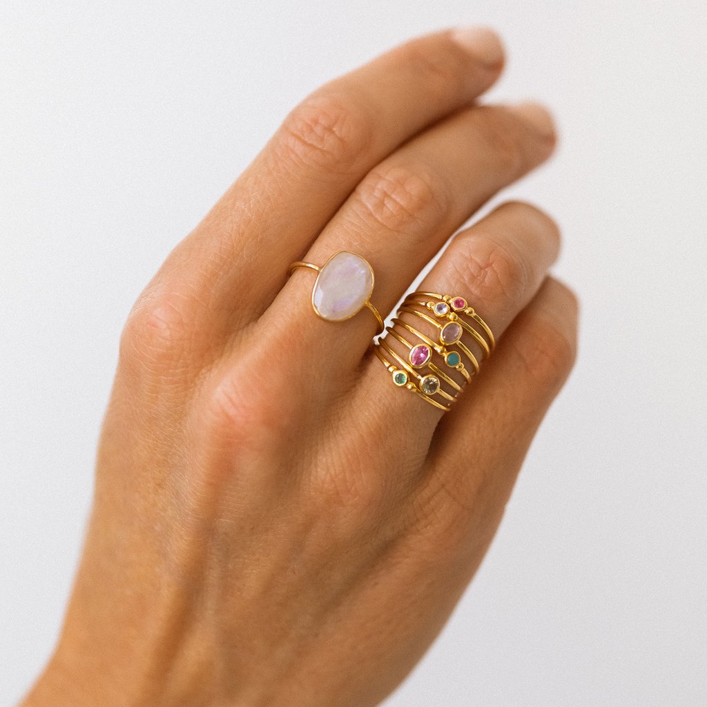 Selena Slice Ring - Moonstone