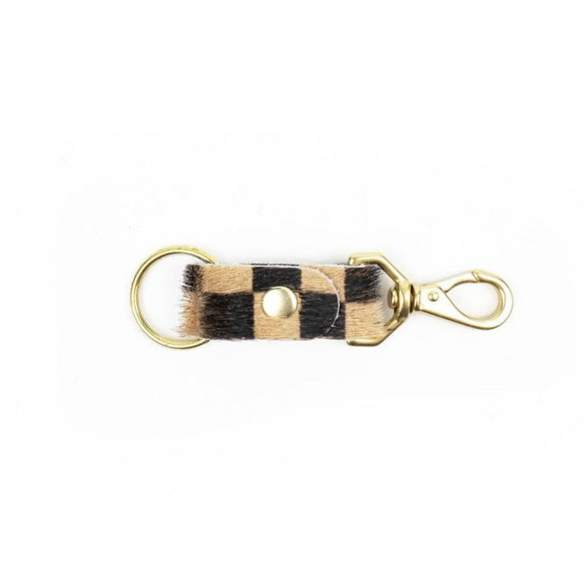 Tan Checkered Keychain