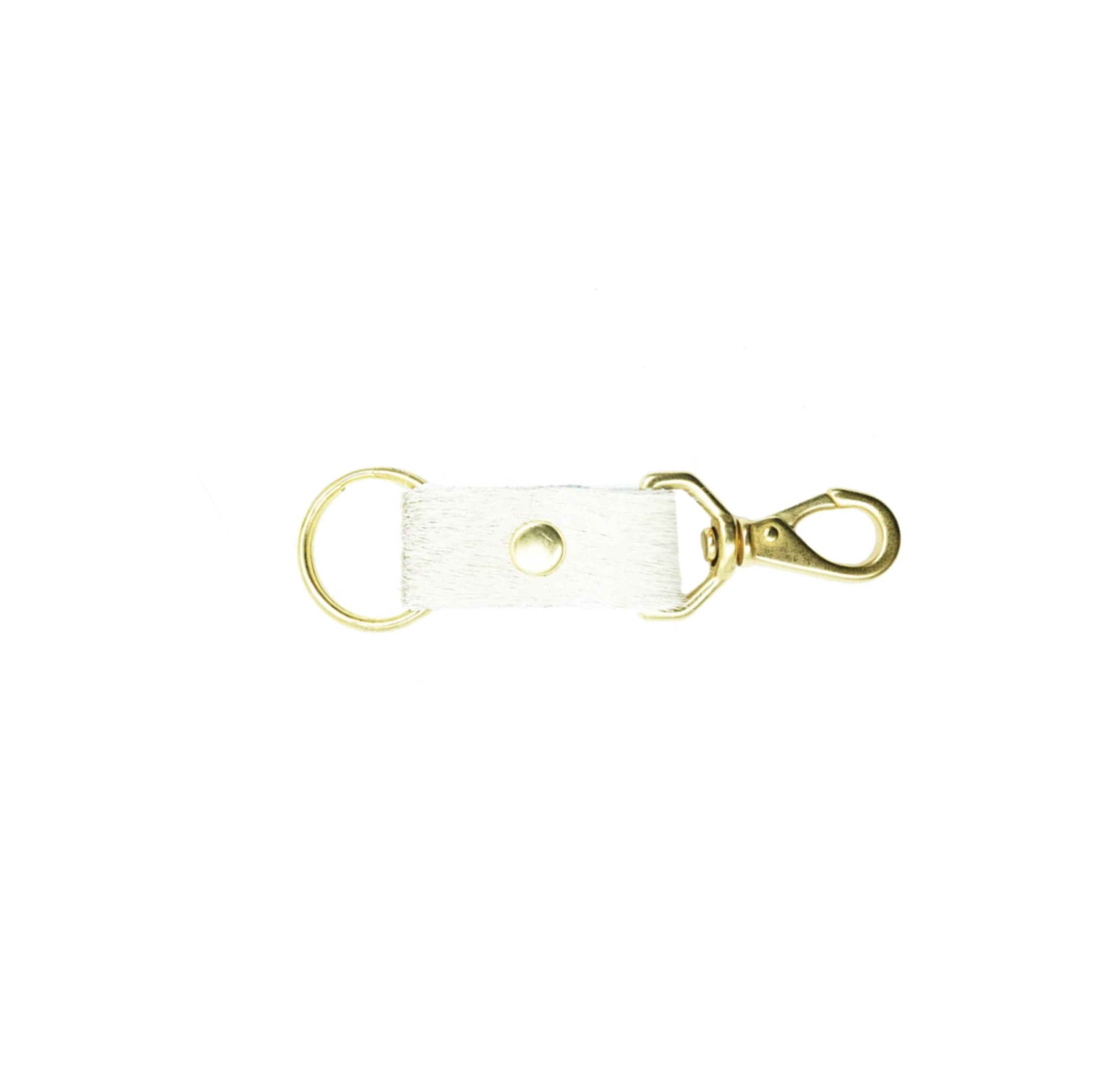 White Cowhide Keychain