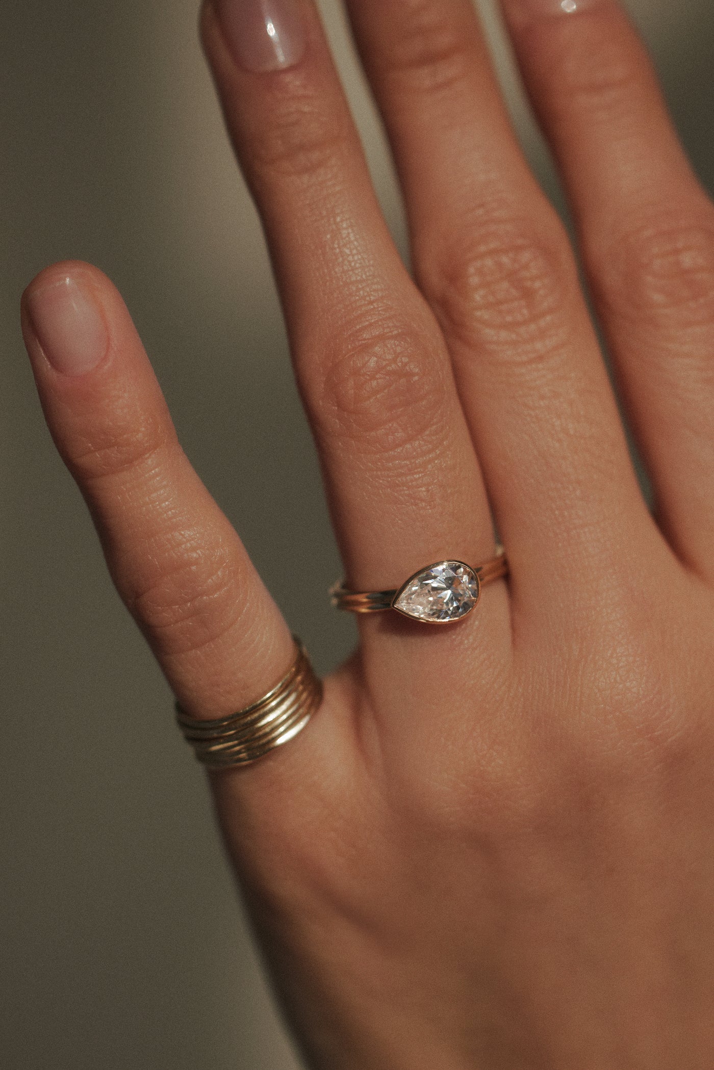 Pear Cut Diamond Ridge Solitaire Ring — Commitment, Curated