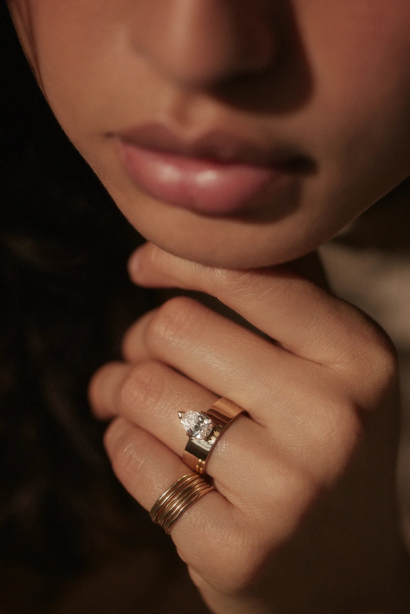 Pear Cut Diamond Monolith Ring — Commitment, Curated