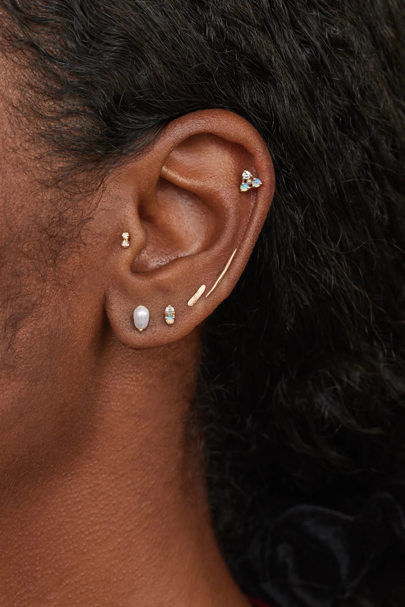 Two-Step Earrings - Opal + Diamond