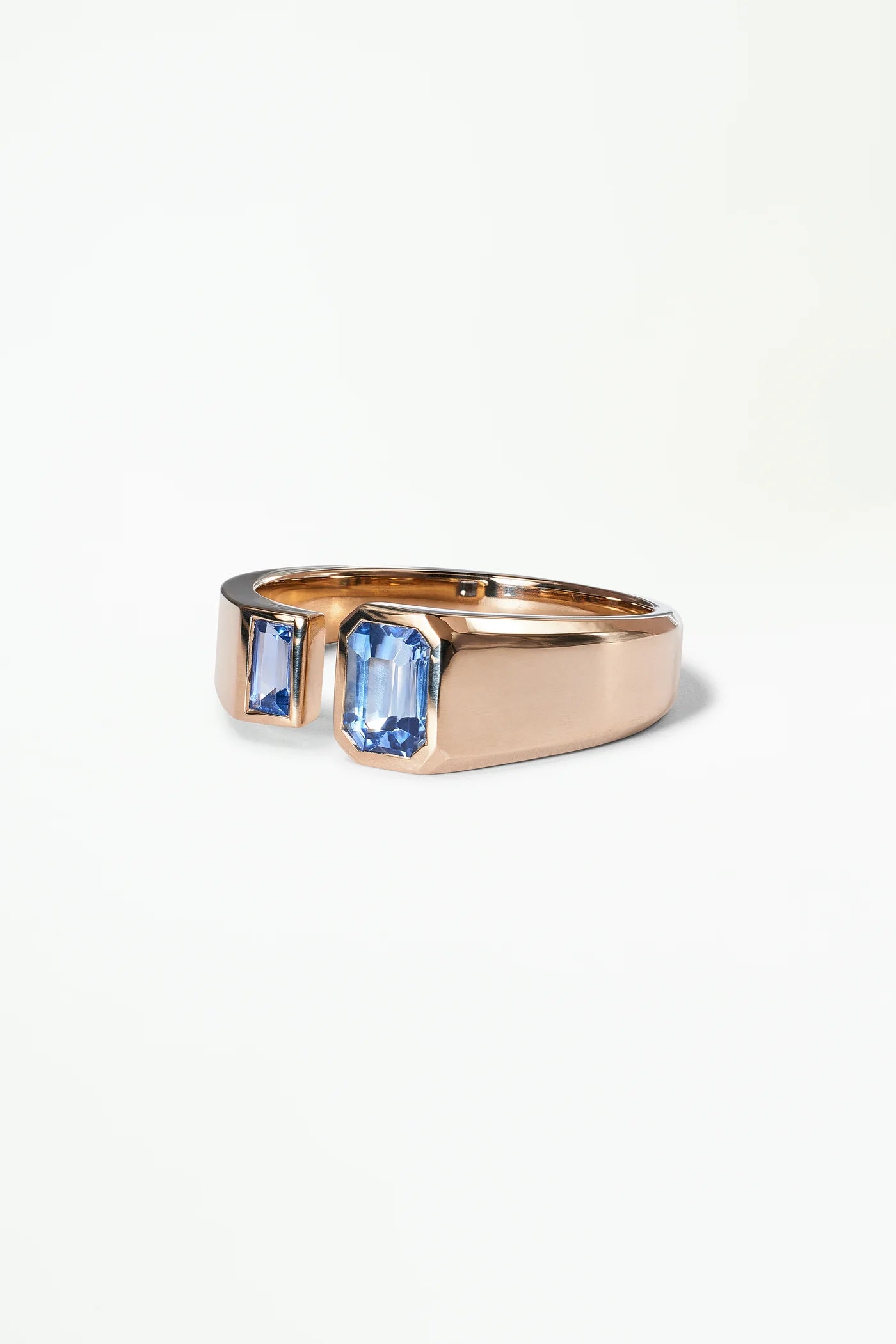 Emerald + Baguette Cut Blue Sapphire Dyad Ring — Commitment, Curated