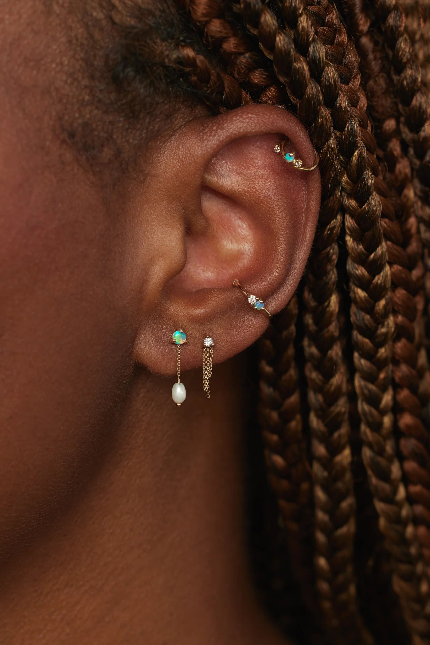 Large Opal + Pearl Shower Earrings