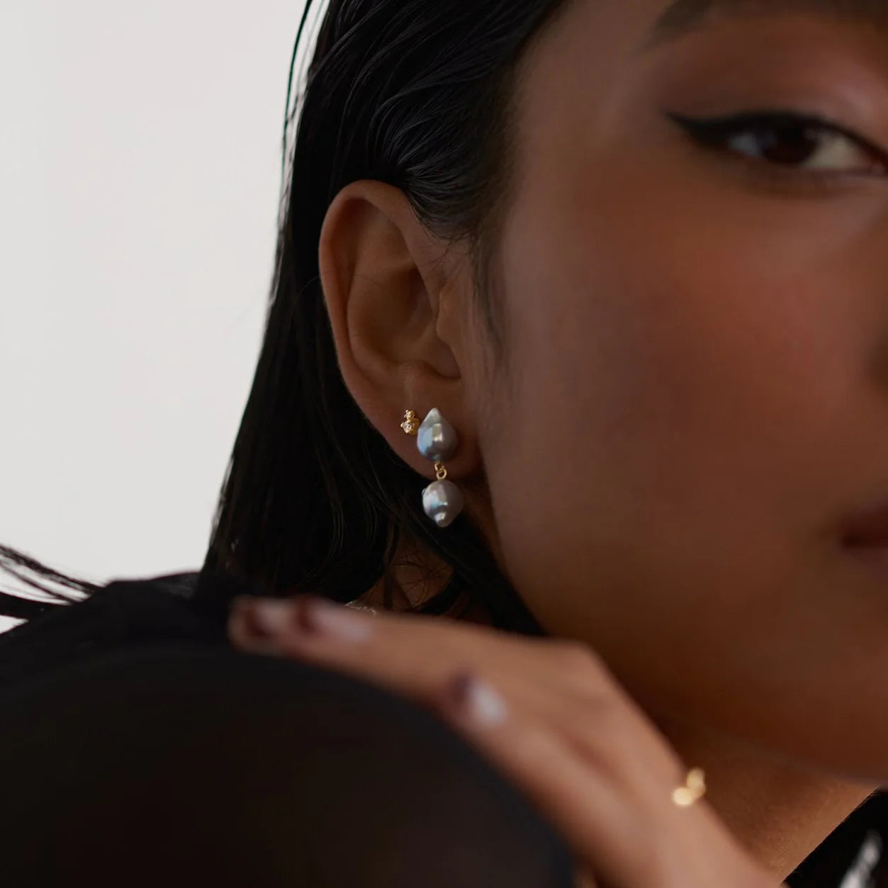 Double Akoya Duo Earrings - Blue — WHITE/SPACE Trunk Show