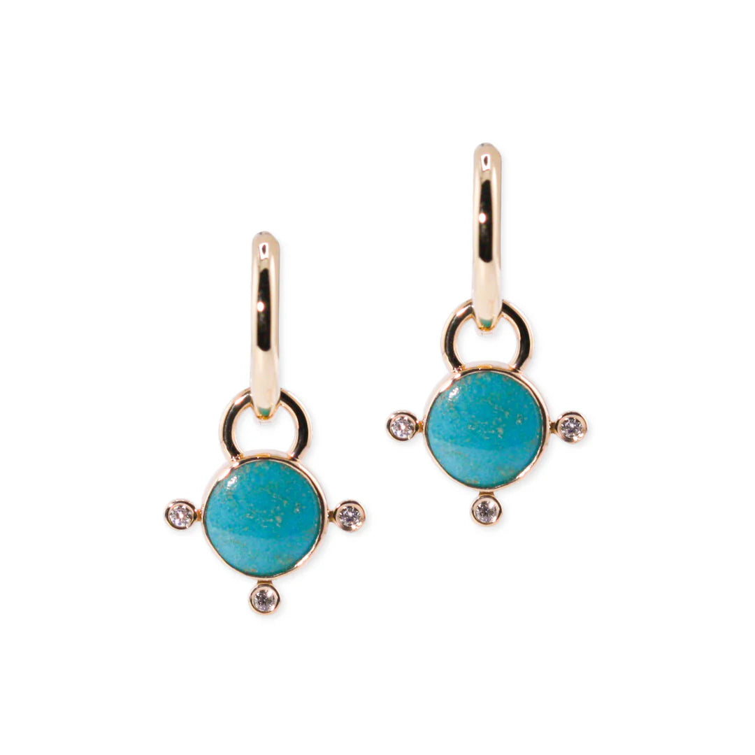 Direction Charm Turquoise & Diamond Earrings