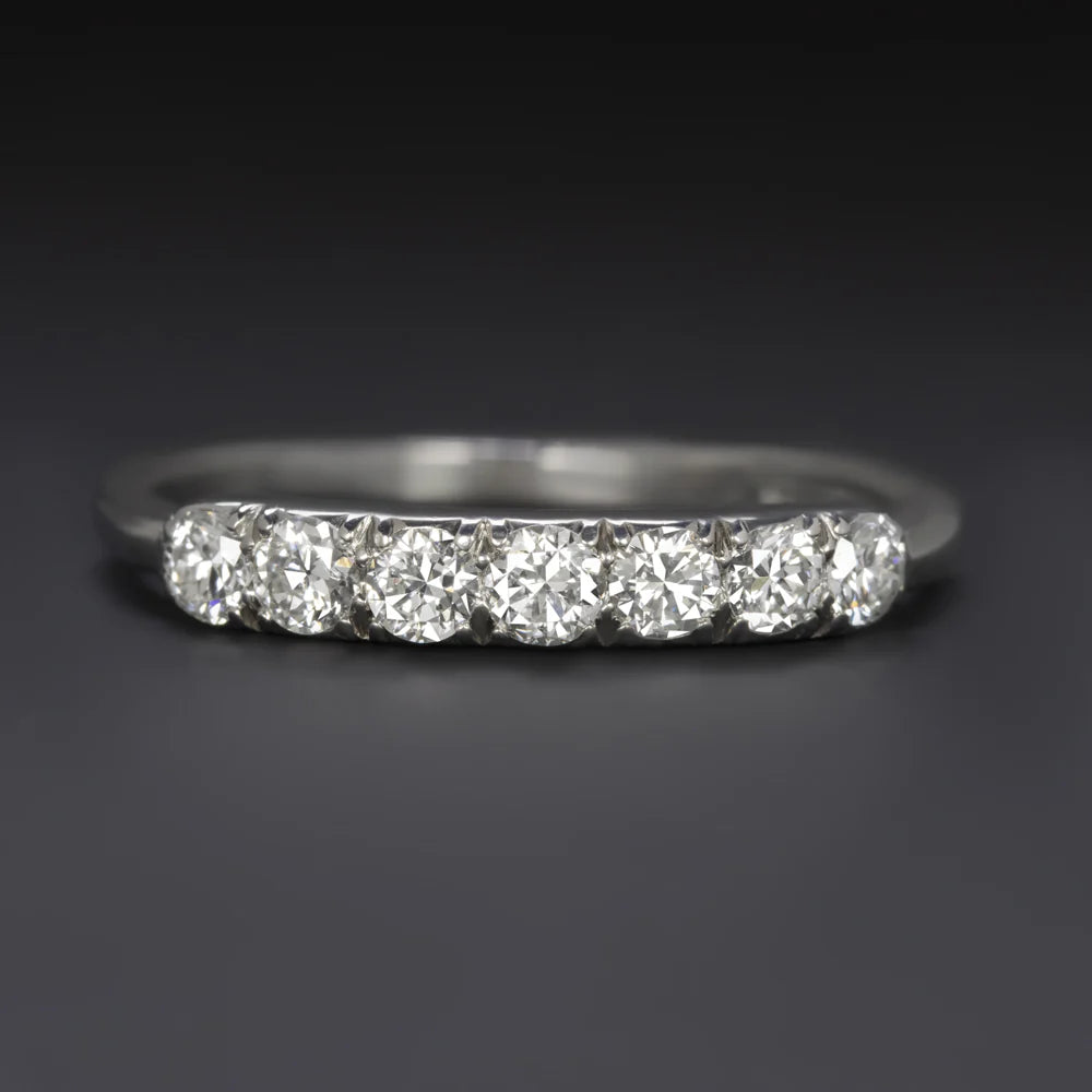 7 Stone Vintage Diamond Wedding Band