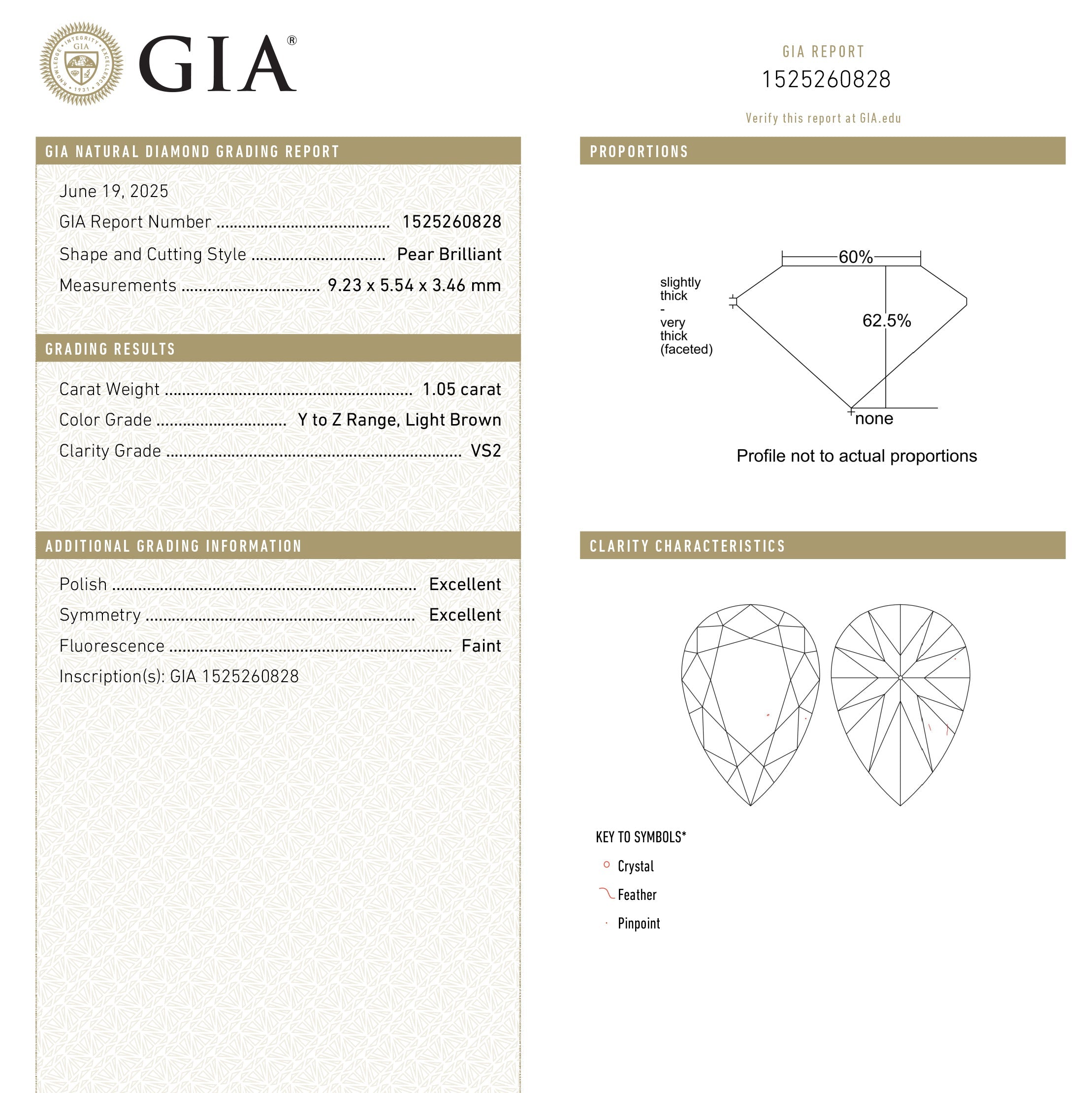 1.05ct 9.23x5.54x3.46mm GIA VS2 Y-Z Pear Brilliant 27371-01