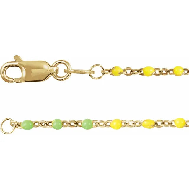 Goldfill Multicolor Enamel Bead Cable Chain