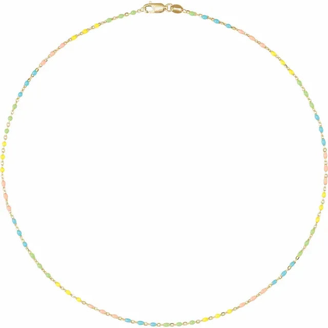 Goldfill Multicolor Enamel Bead Cable Chain