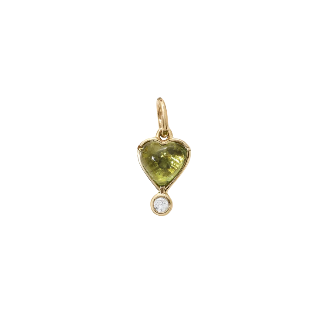 Green Tourmaline Diamond Byrdie Heart Charm