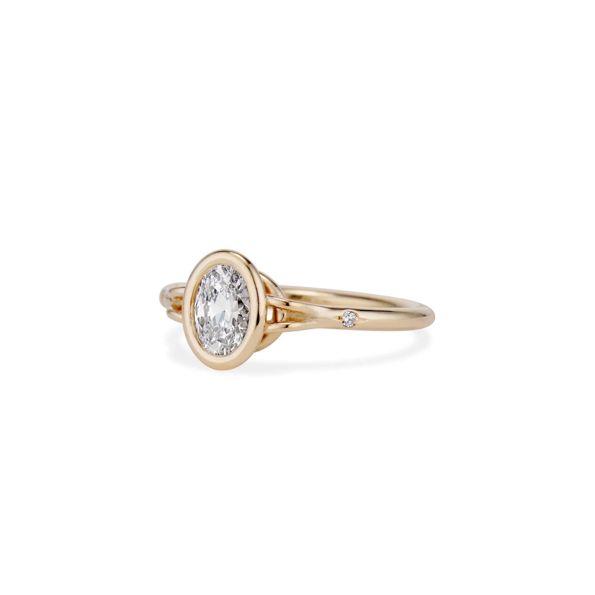 Suspended in Time Oval Diamond Ring