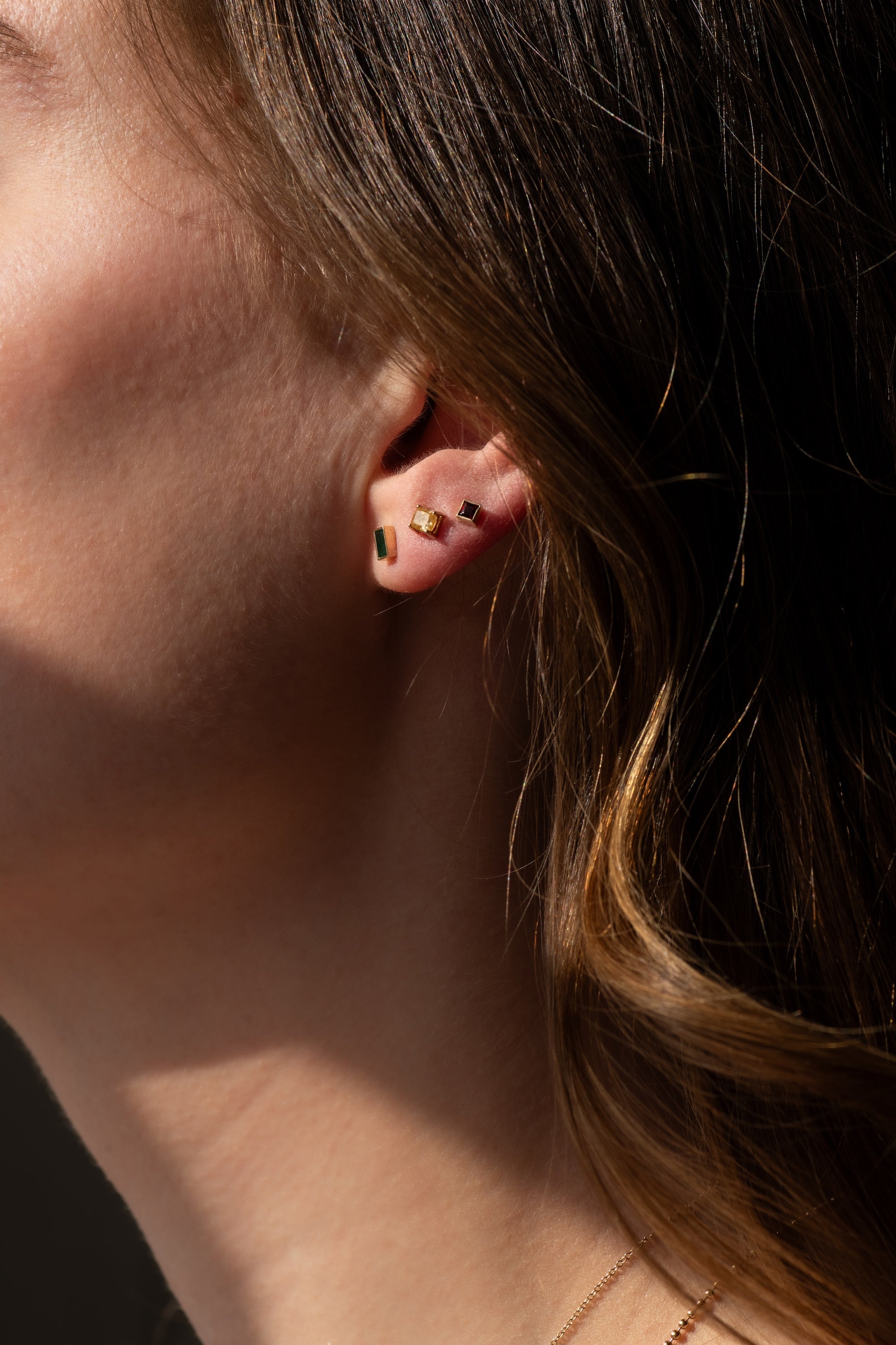 Emerald Baguette Studs