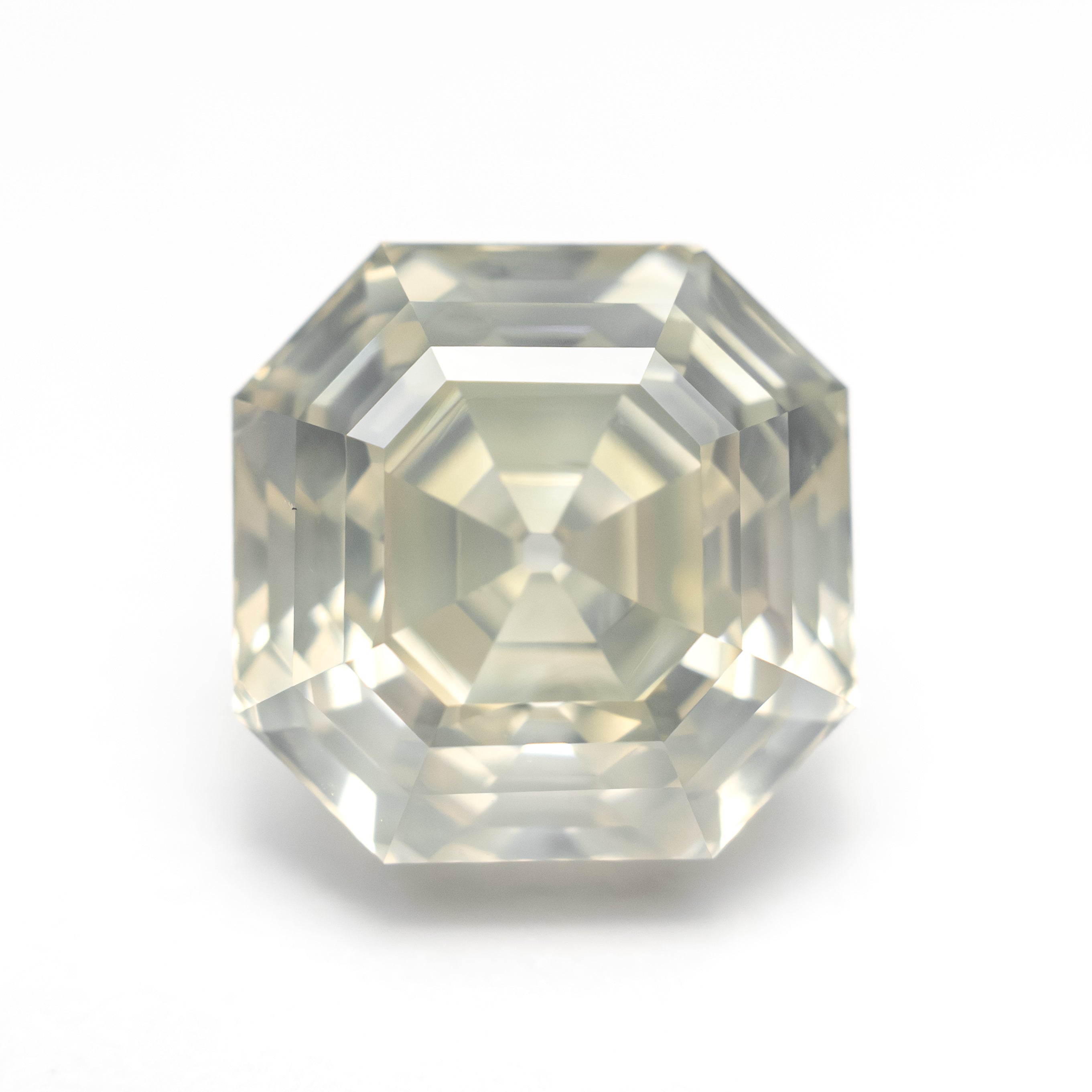 5.51ct 9.76x9.75x6.75mm GIA I1 Fancy Greyish Greenish Yellow Cut Corner Square Step Cut 28026-01