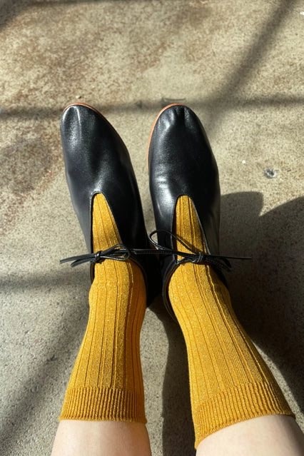 Le Bon Shoppe Her Socks - Modal Lurex - Mustard Glitter